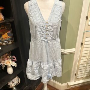 Joie Light Blue Sleeveless Eyelet Cotton Mini Dress (Size S)